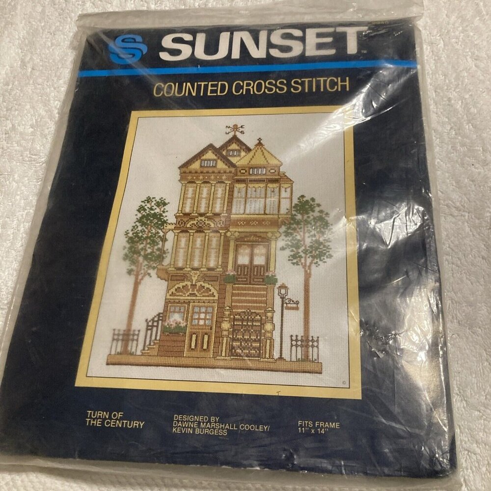 NEW Sunset 2945 Turn of CENTURY  11x14 VTG Counted Cross-Stitch Kit USA